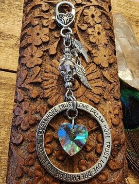 Angel Wings Bag Charm Clip - Trust Love Dream Hope PurseCharm - Angel Keychain